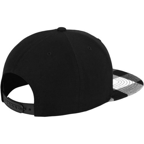 6089FP Checked Flanell Peak Snapback Black White