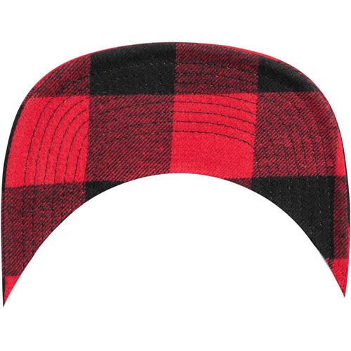 6089FP Checked Flanell Peak Snapback Black Red